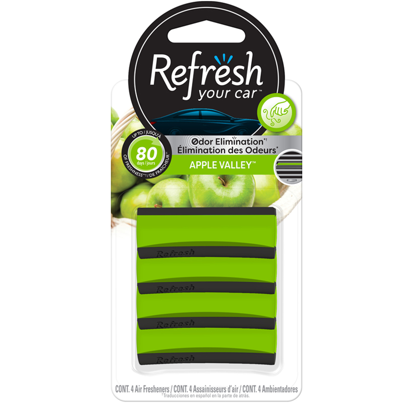 Refresh Your Car Contour Vent Stick Car Air Freshener, Apple Valley Scent, 4 Count