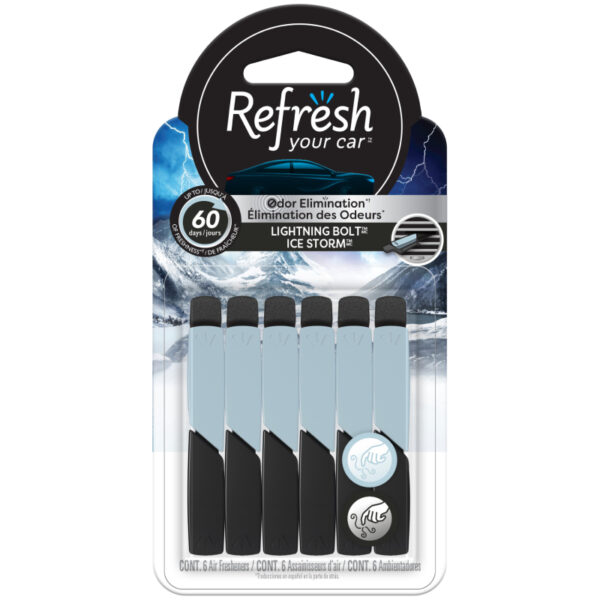 Refresh Your Car Air Freshener Vent Sticks, Lightning Bolt / Ice Storm Scent, 6 Pack
