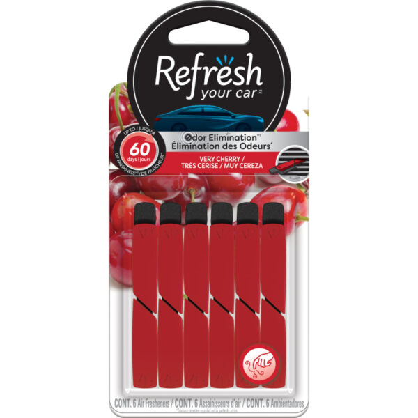 Refresh Your Car Air Freshener Vent Sticks, Very Cherry Scent, 6 Pack
