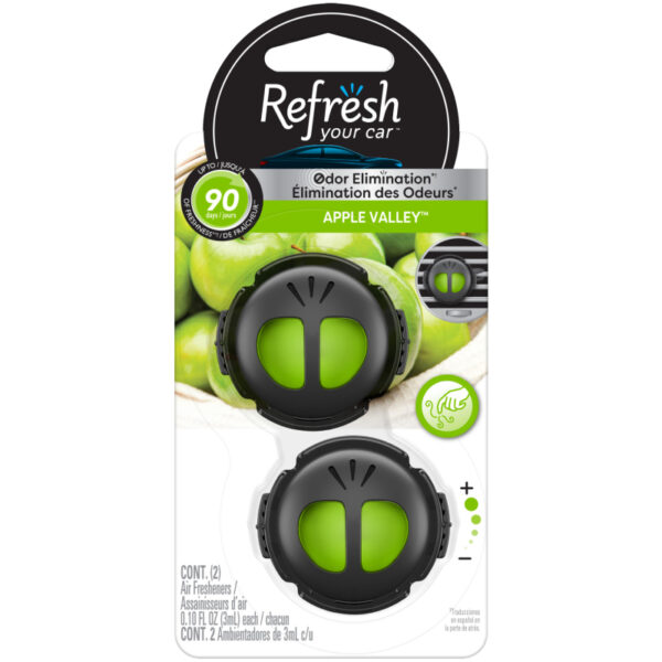 Refresh Your Car Diffuser Clip Car Air Freshener, Apple Valley Scent, 2 Count