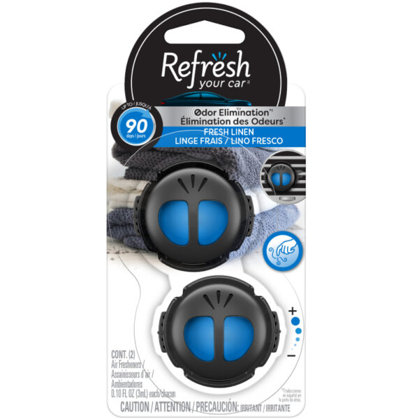Refresh Your Car Mini Diffuser Car Air Fresheners, Fresh Linen Scent, 2 Pack