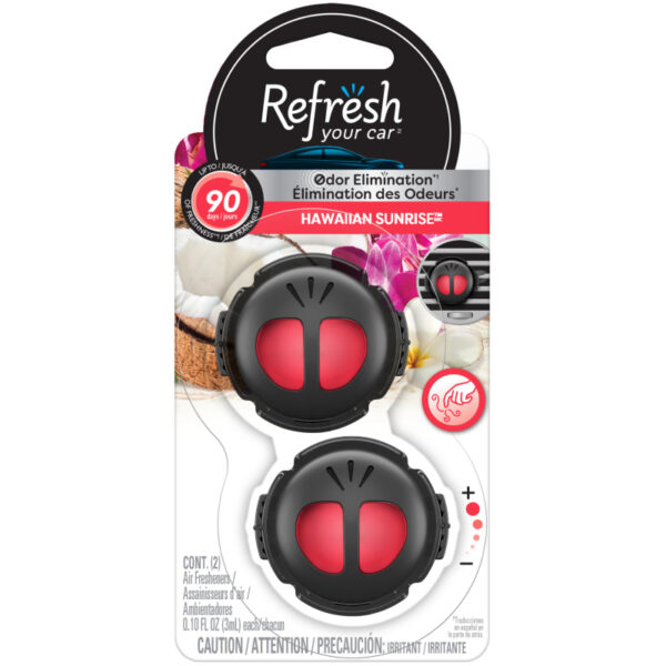 Refresh Your Car Mini Diffuser Car Air Fresheners, Hawaiian Sunrise Scent, 2 Pack