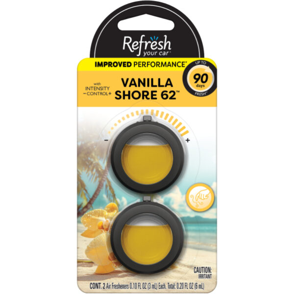 Refresh Your Car Vent Clip Car Air Freshener, Vanilla Shore 62 Scent, 2 Count