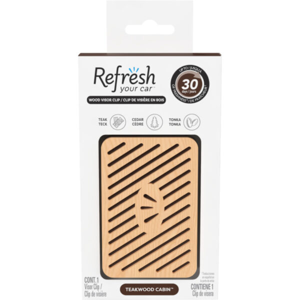 Refresh Your Car Visor Clip Car Air Freshener, Teakwood Cabin Scent, 1 Count
